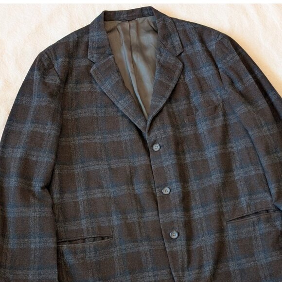 Penney's VTG 50s Shadow Plaid Wool Tweed Blazer Classic Professor Union Made XL - Picture 1 of 14